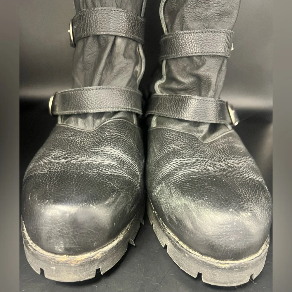 Renboots -‎ Mens Custom Black Leather Strider 7 Buckle Boots, Size:9